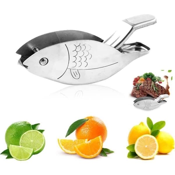(Sølv) Manuel citruspresser - Rustfrit stål - Fiskedesign - Rustfrit stål - Kompakt - Ergonomisk