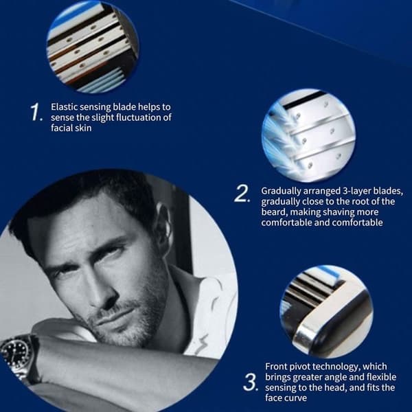 Herrebarberblade, barberbladsrefills til Gillette, 8 stk.