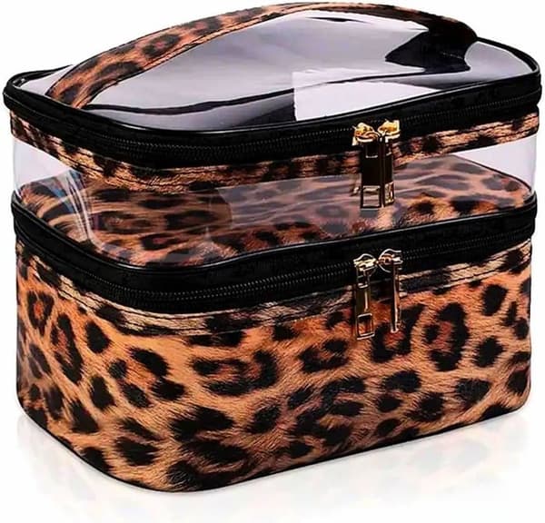 Vandtæt makeuptaske med dobbelt rum til makeup, makeuptaske, makeuptaske til kvinder