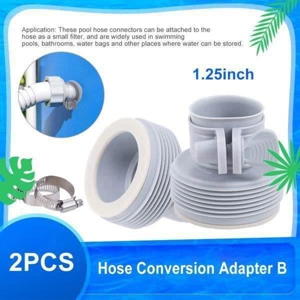 2-pak B-adapter til Intex-pool - forbinder pools, slangeadapter til pooltilbehør 3,8 cm til 3,8 cm