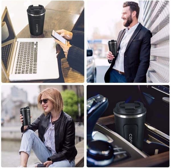 380 ml isolerad kaffemugg, resemugg, isolerad kopp för kaffe och te på språng