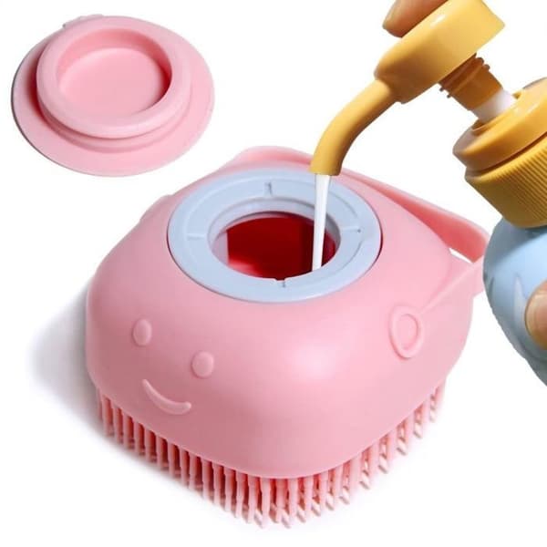 Hundebadebørste, Kæledyrsmassagebørste, Shampoodispenser, Bløde silikonebørster