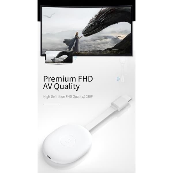 Trådløs HDMI-adapter - Google - 4K - Stemmestyring - Android/iOS-kompatibel - Hvid