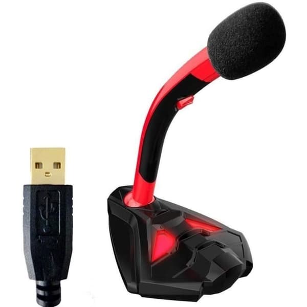 USB-stemmemikrofon for datamaskin - Profesjonell stasjonær mikrofon - PC PS4-spillmikrofon - Ny versjon - Rød