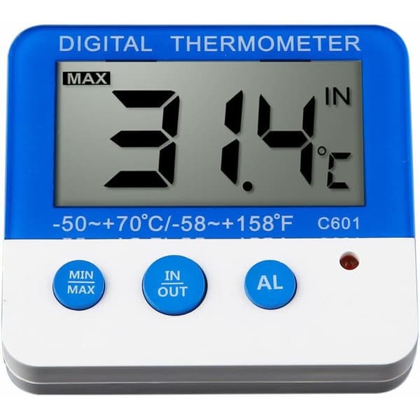 YYV digital kylskåpstermometer med larm och lättläst max-/minimumtemperaturdisplay (LCD)