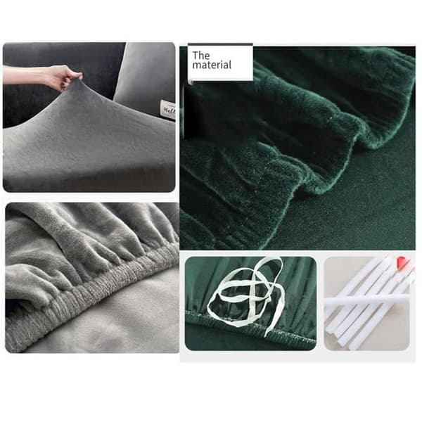 Sammetssofföverdrag, mjukt sammetssofföverdrag för soffa, L-typ 2+3-sits, grön