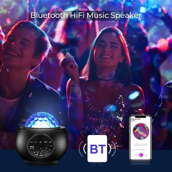 Nattlysprojektor planeter og stjerner, projeksjonslys 32 lysmoduser Bluetooth-høyttaler TF-kortleser