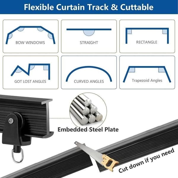 (Sort) Foldbar gardinstang - LECOO - 5 meter - Fleksibel - Robust - Sort