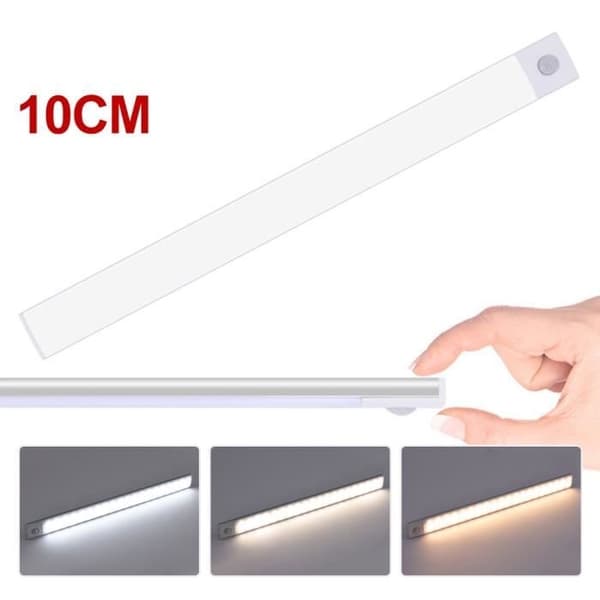 2-pakning LED-bevegelsessensorlys, trådløst, USB-oppladbart, magnetisk, 3 lysmoduser - 10 cm