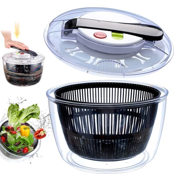 Professionell salladsslunga 5L, Salladsbestick med stor kapacitet, Klassisk transparent salladsslunga, Salladsslunga