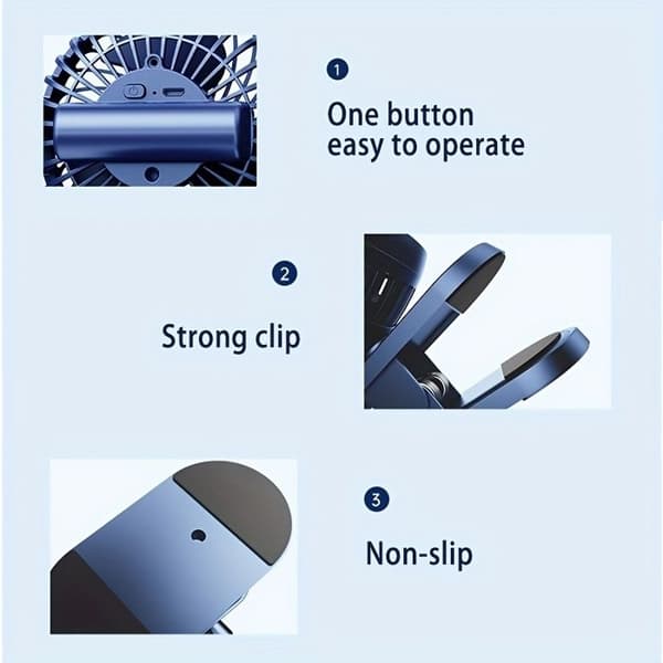 1 mini bærbar vifte, USB-lading, én lading/12 timers bruk