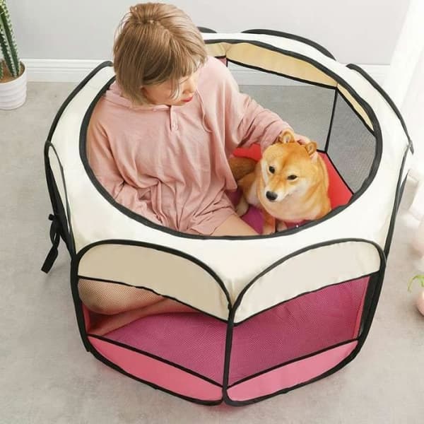 (Grå) Bærbart, foldbart ottekantet telt til hunde eller katte - Grå - 74x74x43CM