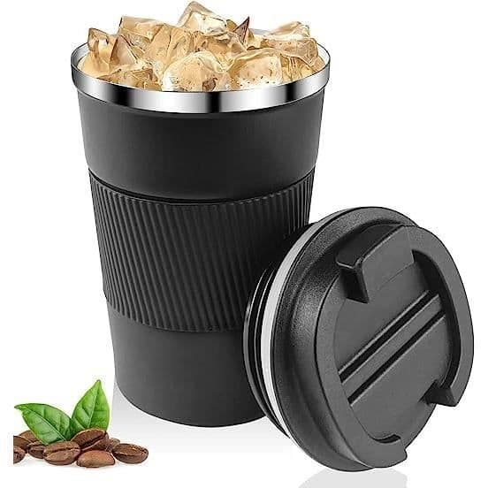 (Sort) Kaffekrus - Isoleret - Rustfrit stål - Lækagesikker - Sort - 17*7CM