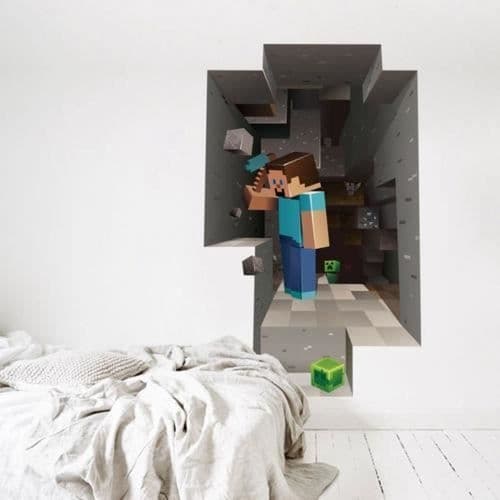 (Monivärinen)Seinätarra - Minecraft - 3D-tarra - PVC - Monivärinen - Harmaa