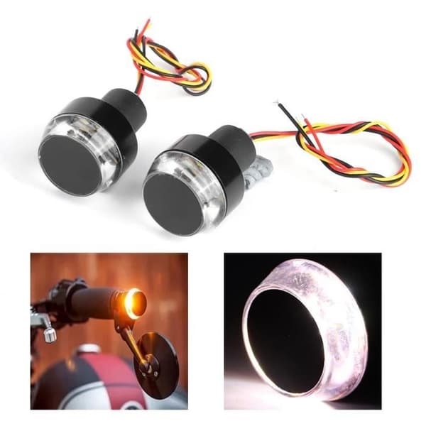 2 stk. motorcykel LED-styrlys blinklys endegreb sidemarkør (hvid + gul