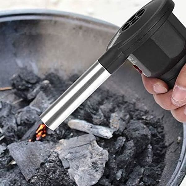 Grillblæser - Bærbar elektrisk grillventilator til udendørs camping BBQ sort