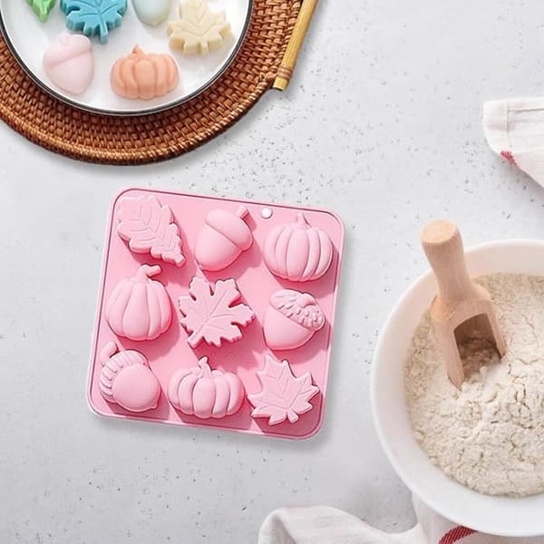 Høstens silikonformer for baking, 9-hulroms fondantformer, godteriformer, bladformede