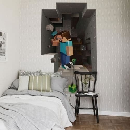 (Monivärinen)Seinätarra - Minecraft - 3D-tarra - PVC - Monivärinen - Harmaa
