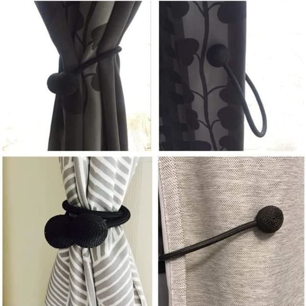 (Sort) Magnetiske gardinbånd - Sort - 2 stk. - Ingen boring nødvendig - Elegant design