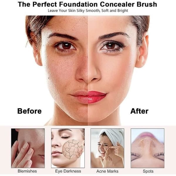3-delt foundationbørstesæt, concealerbørste, professionelt makeupbørstesæt til ansigtsmakeup