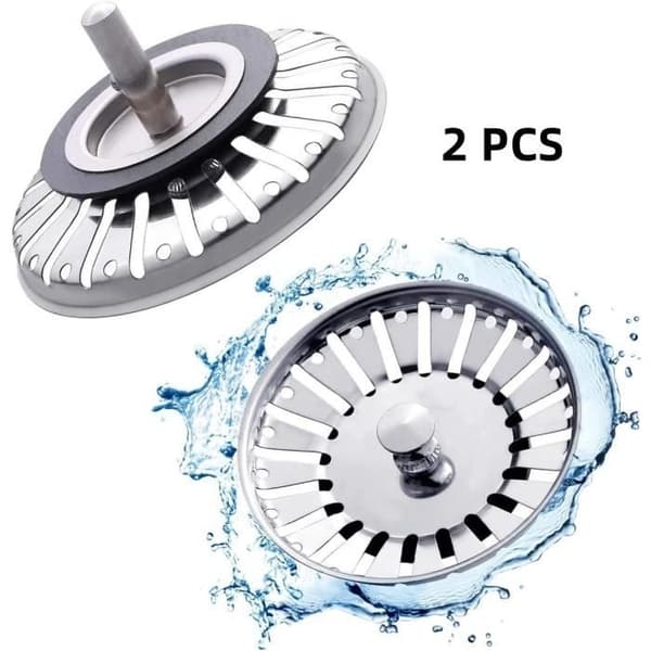 (Rustfritt stål) Vaskplugg - RUSTFRITT STÅL - Universal - 84 mm - Slitesterk - 2 stk.