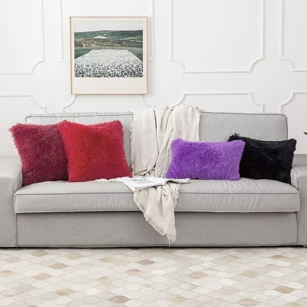 Sett med 2 putetrekk i fuskepels til sofa, dekorative puter, koselige puter