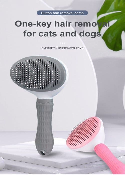 Pleje- og plejebørste til hunde og katte, kam til hårfjerning til lange hår, grå til
