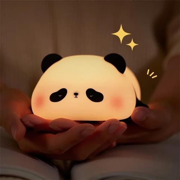Söt pandaformad silikonsänglampa med touchkontroll och dimmer för barn
