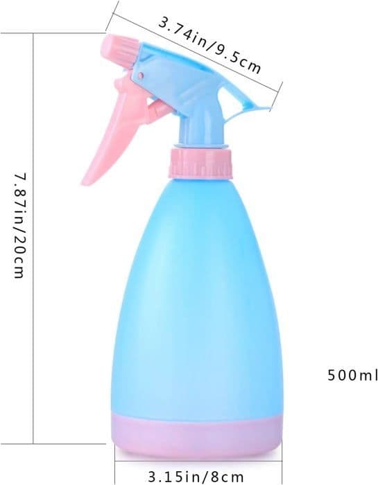 Set med 2 stora växtsprutor i plast, 500 ml, tomma sprayflaskor (rosa, blå)