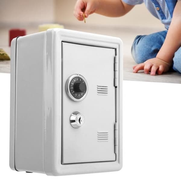 DUO Mini Sparegris Simulerings Oppbevaringsboks Safe for Barn (Hvit)