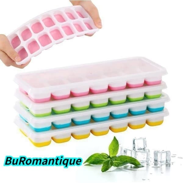 (Rosa, Grön, Blå, Gul) Isbitsformar - Ej specificerade - 4-pack - Silikon - Lätt att lossa - Täckta