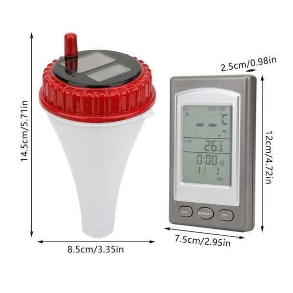 Simbassängtermometer, trådlös flytande solcellspoolhygrometer, fjärrstyrd digital vattentermometer [322]