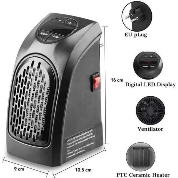 Elektrisk radiator - Luftvarmer - Mini kraftfuld 300W varmeblæser - Sort - Programmerbar