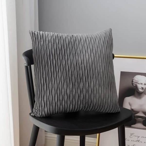 (grå) Kuddfodral - Ej specificerat - 45x45 cm - Sammet - Grå - 2 stycken