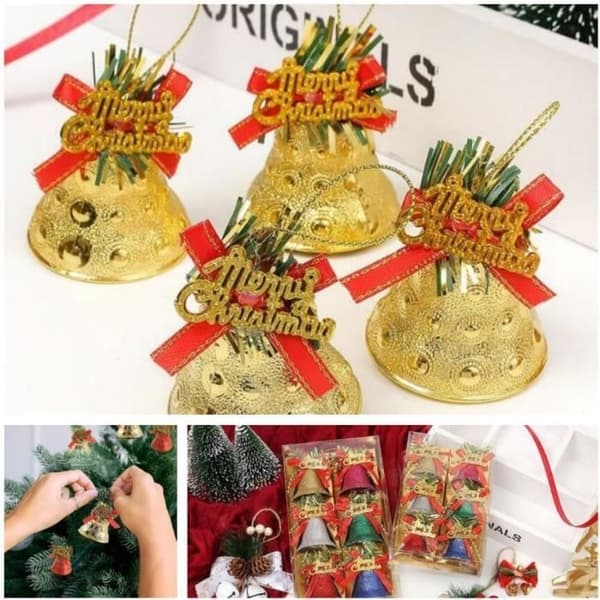 (Guld, Silver) Julklocka - Ej specificerad - 8 mini guld- och silverklockor - Plast - 5x4,5 cm - Festlig dekoration