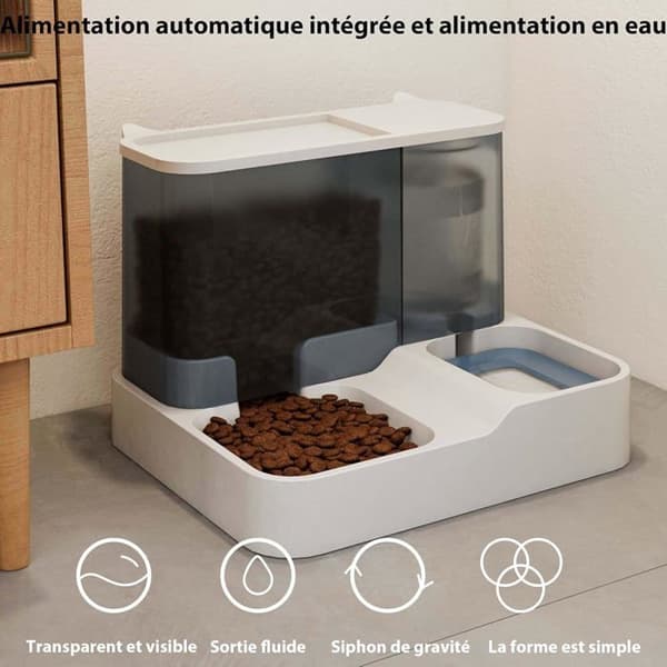 Automatisk foder- og vanddispenser til katte og små hunde 2 i 1 3,8L foder- og vandtank (hvid)