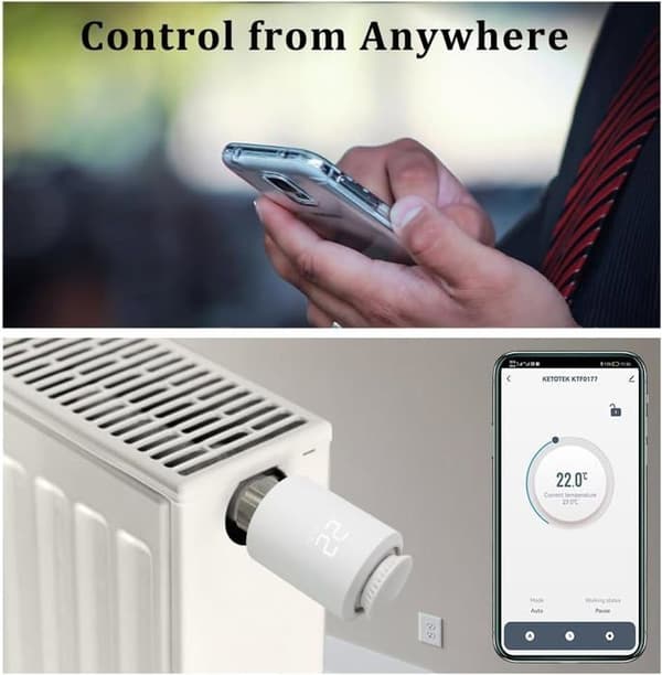 Termostatiskt elementhuvud, programmerbar smart termostatventil, med Alexa/Google Assistant, Tuya Zigbee Gateway krävs