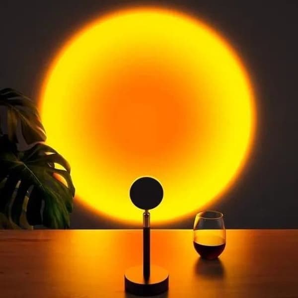 (sort) JEEMAK Bordlampe - Solnedgangsprojektion - Sort - USB Genopladelig - LED - Moderne -