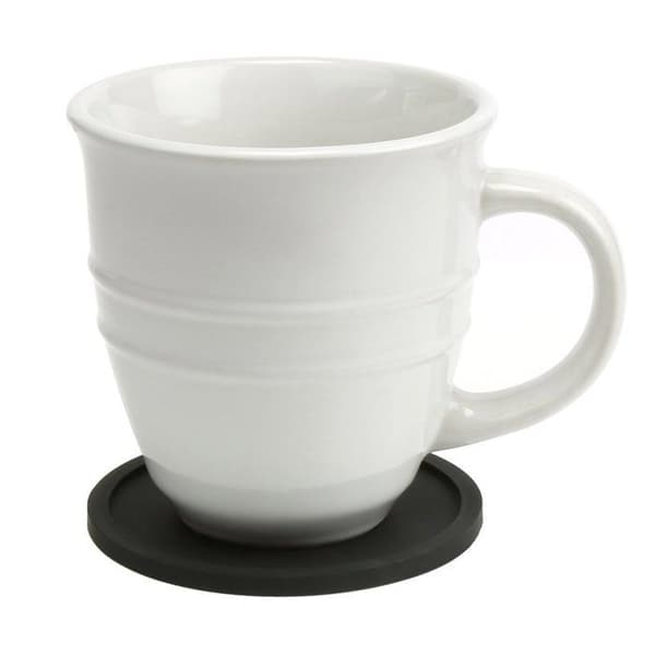 Sæt med 6 skridsikre silikoneunderlag til kopper, runde sorte underlag til kaffe, øl, vinglas, flasker, bar