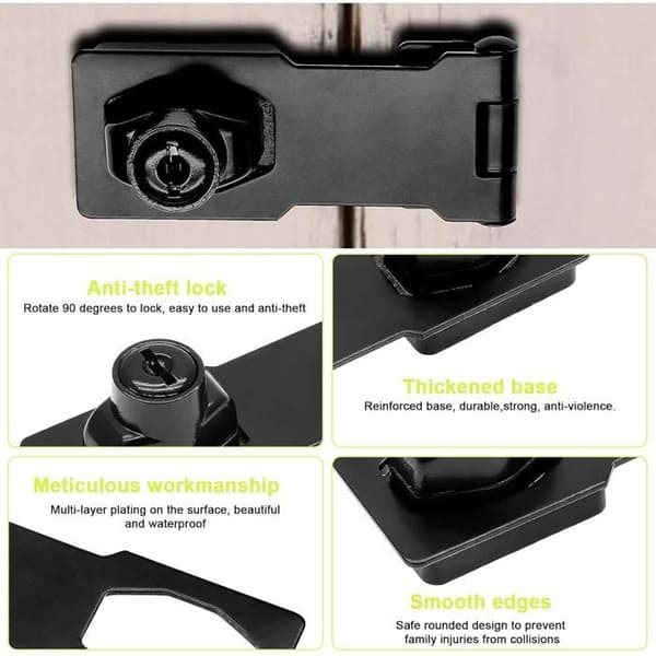 Set med 2 dörrlås, nyckellås med 2 nycklar, säkerhetsdörrspänne, vred (7,5 cm)