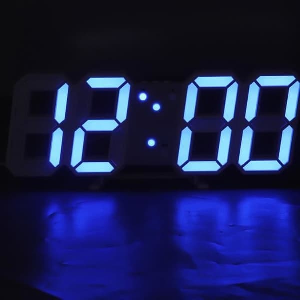 (Vit)QIILU Väggklocka - Digital väckarklocka med timer - 3D LED - Vit -
