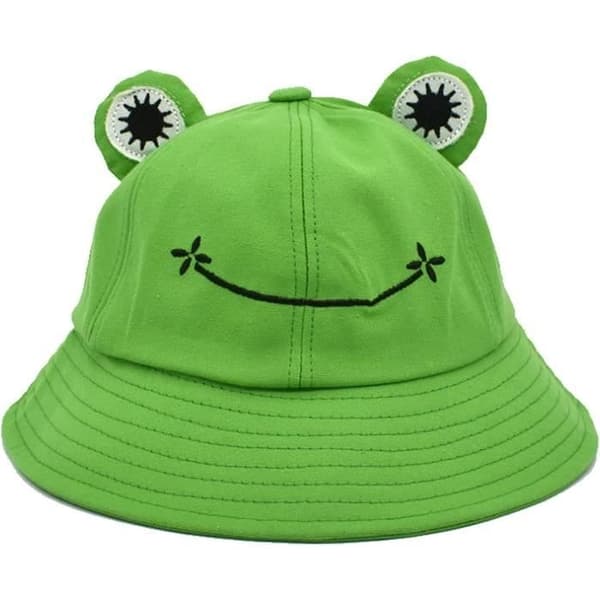 (Vit) Dambomullssolhatt - Frog Bucket Hat - Packbar -