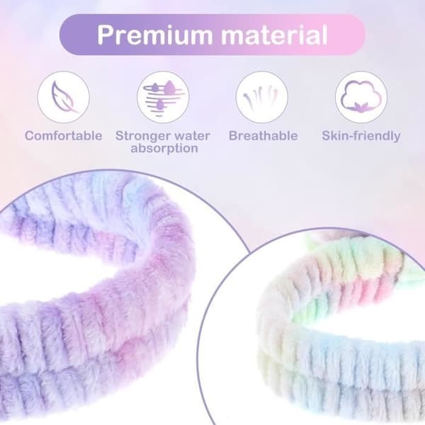Kosmetikpandebånd til makeup og vask, elastiske tie-dye spa-pandebånd, absorberende