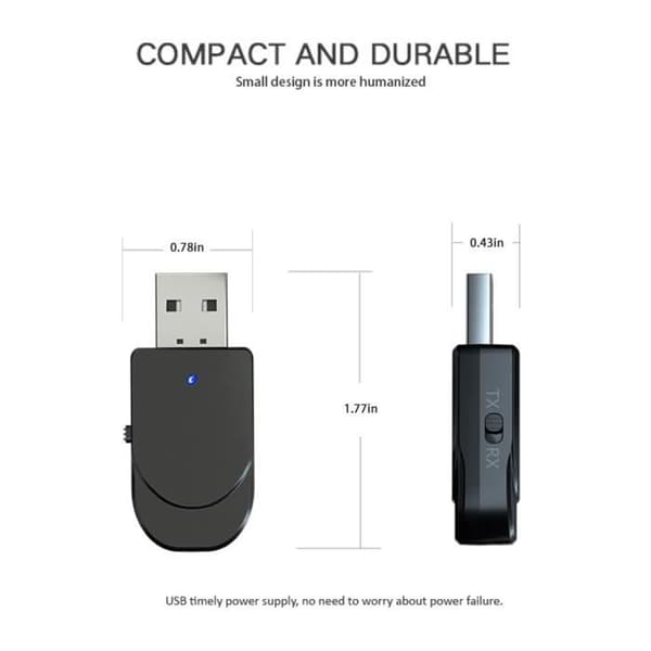 Bluetooth-adapter - SURENHAP - KN330 - Lydsender/mottaker - Bluetooth 5.0 - 10 m rekkevidde