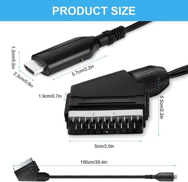 Scart til HDMI-adapter Lyd- og video til Sky Blu-ray DVD-afspiller STB VHS Xbox PS3