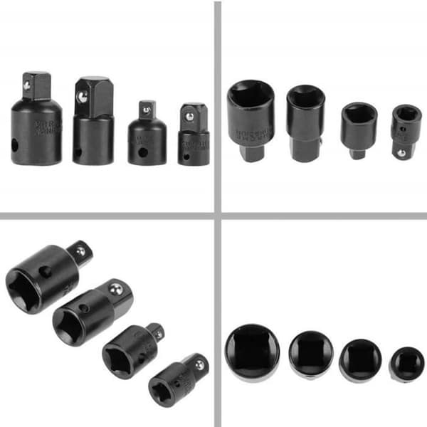 Topnøgleadaptere - Pillote - 4 stk. - 1/2" til 3/8" - 3/8" til 1/4" - Længde 36 mm