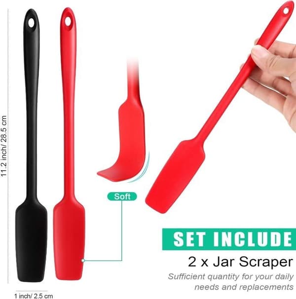 Långt skaft av silikon, spatel, köksskrapa, non-stick gummiskrapa,