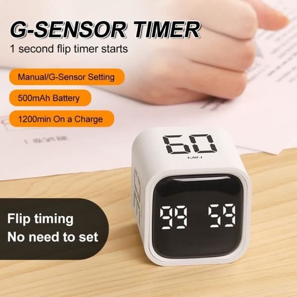 (Vit) Kökstimer - QINGQUE - LED Digital Timer - Vit - G-sensor - 500