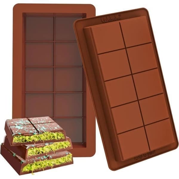 Silikone chokoladeform sæt med 2 dybe chokoladebarforme Silikoneforme chokoladebar.