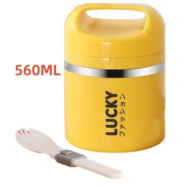 (Gul) Isolerad matbehållare - Ej specificerad - Dubbelskiktad - 560 ml - Gul - Med
